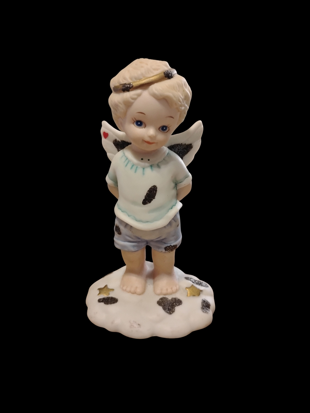 Lenox Cream and Blue Cherub Angel Figurine with Gold Accents